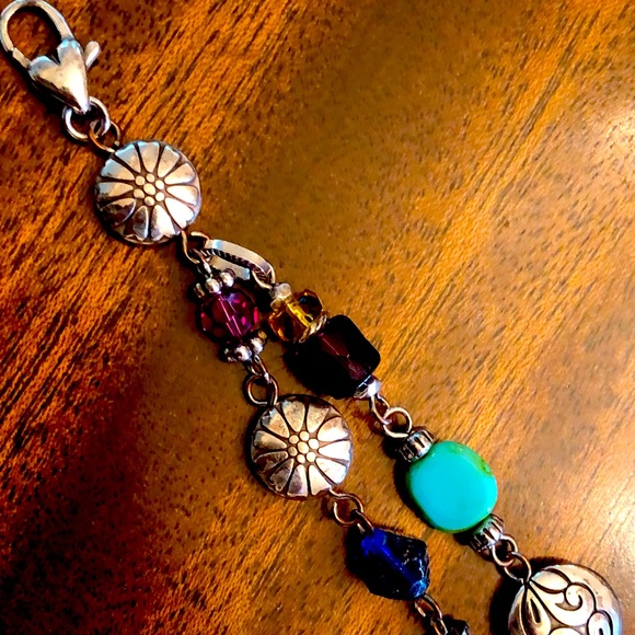 Brighton long silver stations, crystals, natural stone link set - Picture 5 of 16